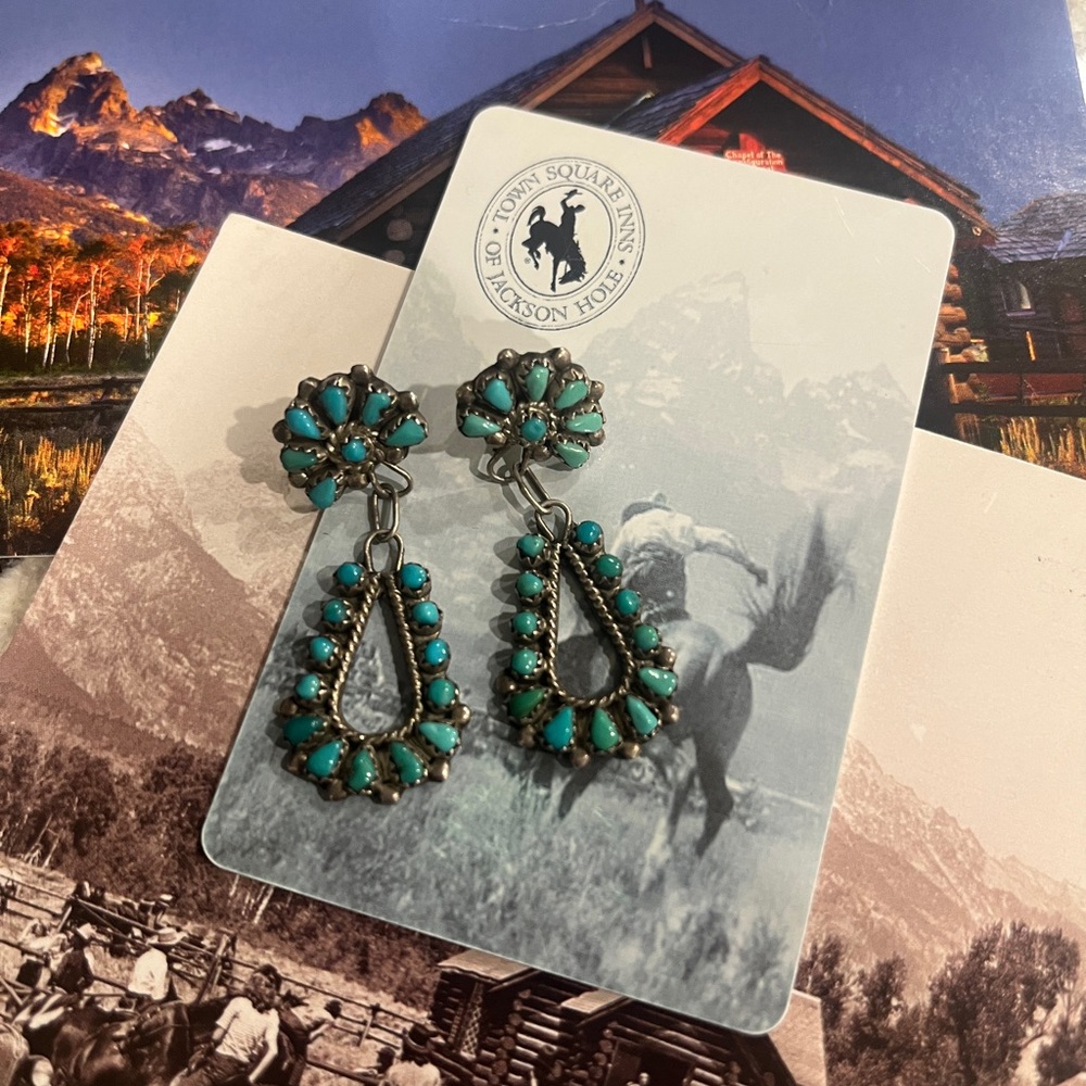 Turquoise Floral Drop Earrings